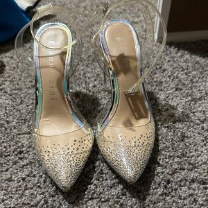 Gianni Bini Silver Crystal-Studded Heels